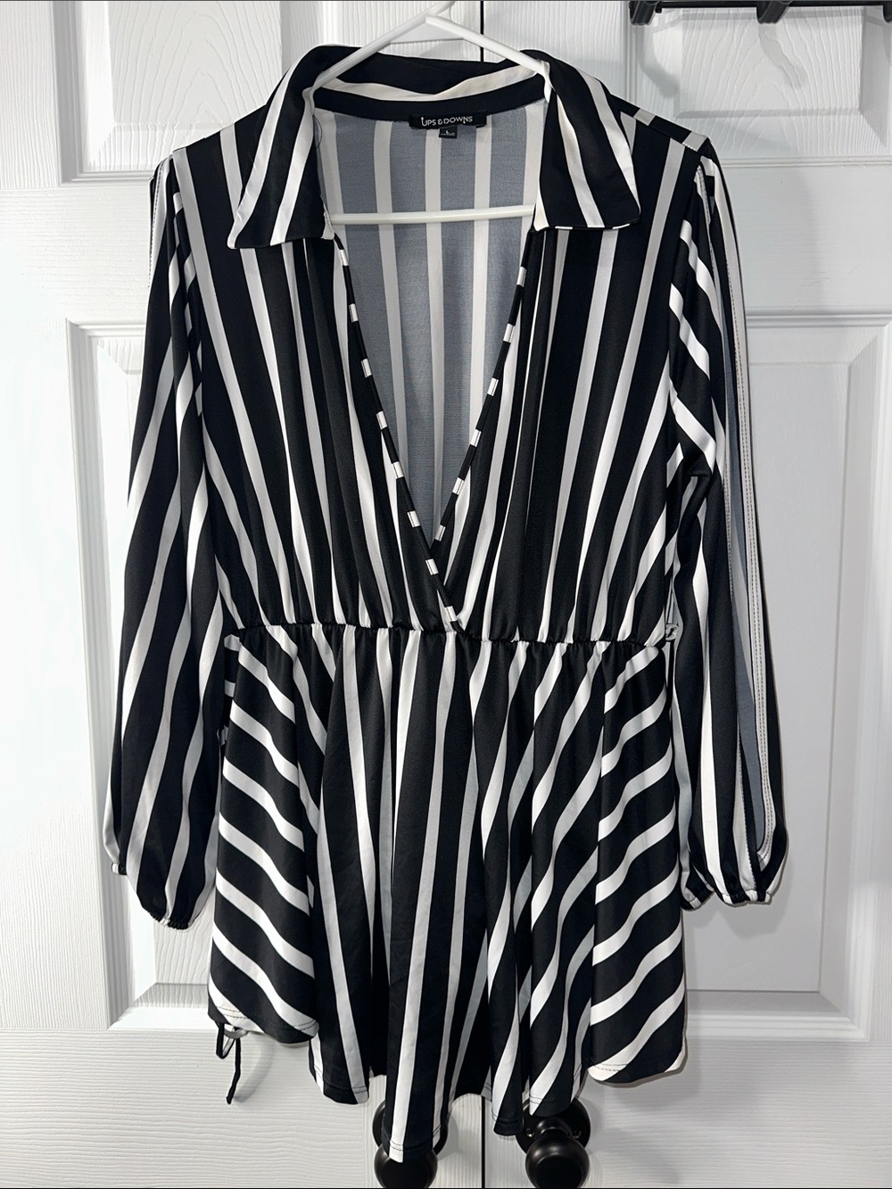Lipsy Black & White Striped V-Neck Bodysuit